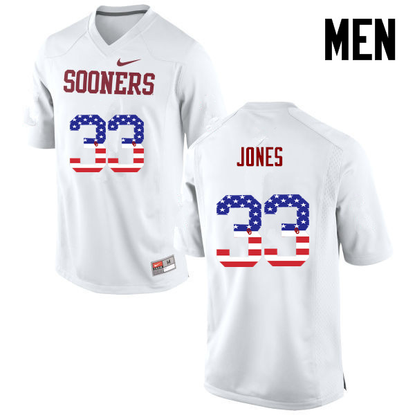 Oklahoma Sooners #33 Ryan Jones College Football USA Flag Fashion Jerseys-White
